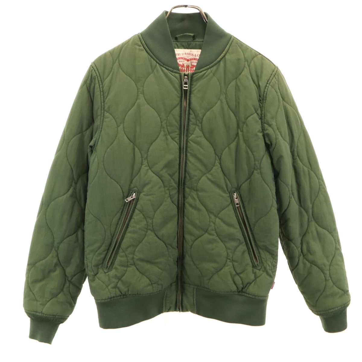 キルティングジャケット S カーキ 中綿 メンズ 古着