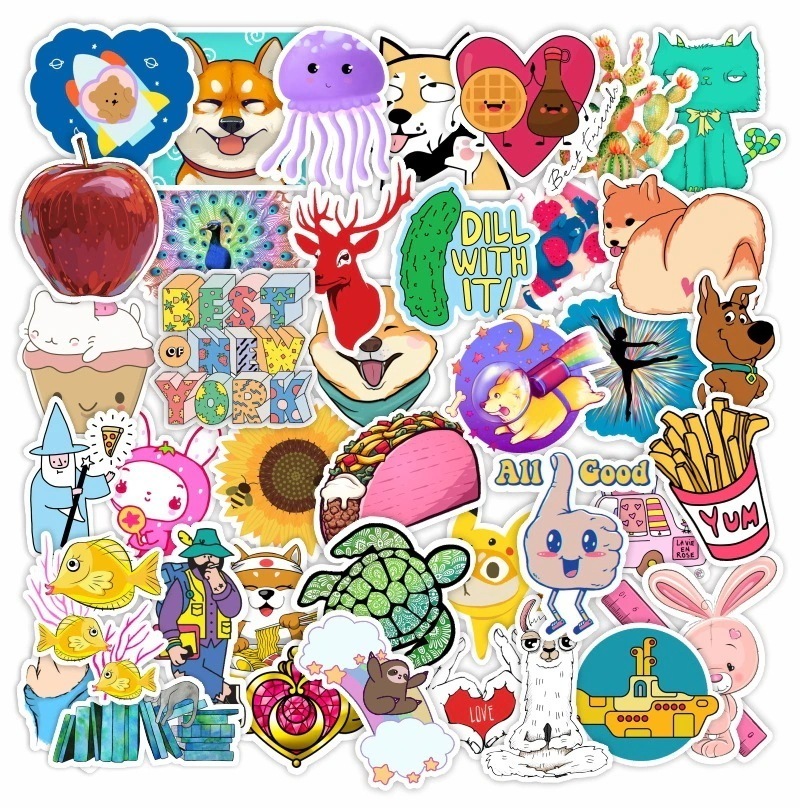 50枚のかわいいアニメ漫画の個性的なアイデアの落書きシール防水ノート水コップ装飾sticker