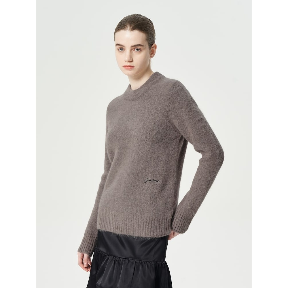 GANNI ブラッシュドアルパカ Oネック-ベージュ QN4151R01A