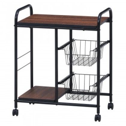 不二貿易 C/D:14639 キッチンワゴン FBC-02-1 BK/BR 14639