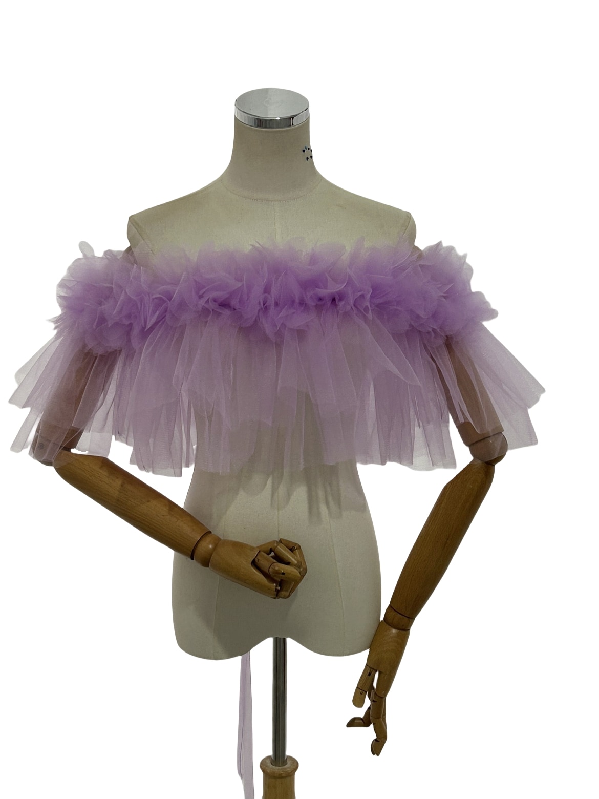 オフショルダー オーキッド ソフトチュール 花モチーフ 編み上げ 前撮り