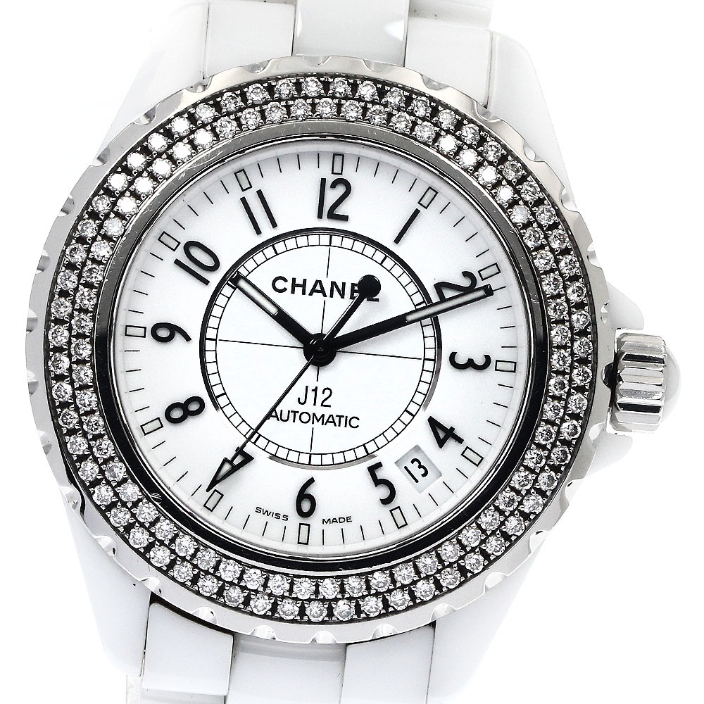 シャネル CHANEL H0969 J12 ダイヤベゼル 白セラミック 自動巻き メンズ 保証書付き_888763【中古】