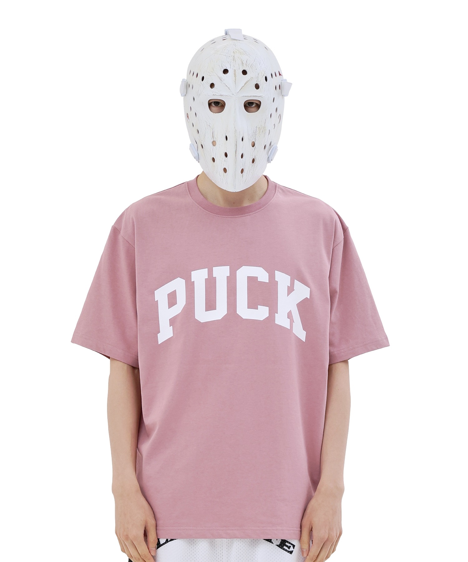 PUCK ロゴ Tシャツ ピンク/ホワイト