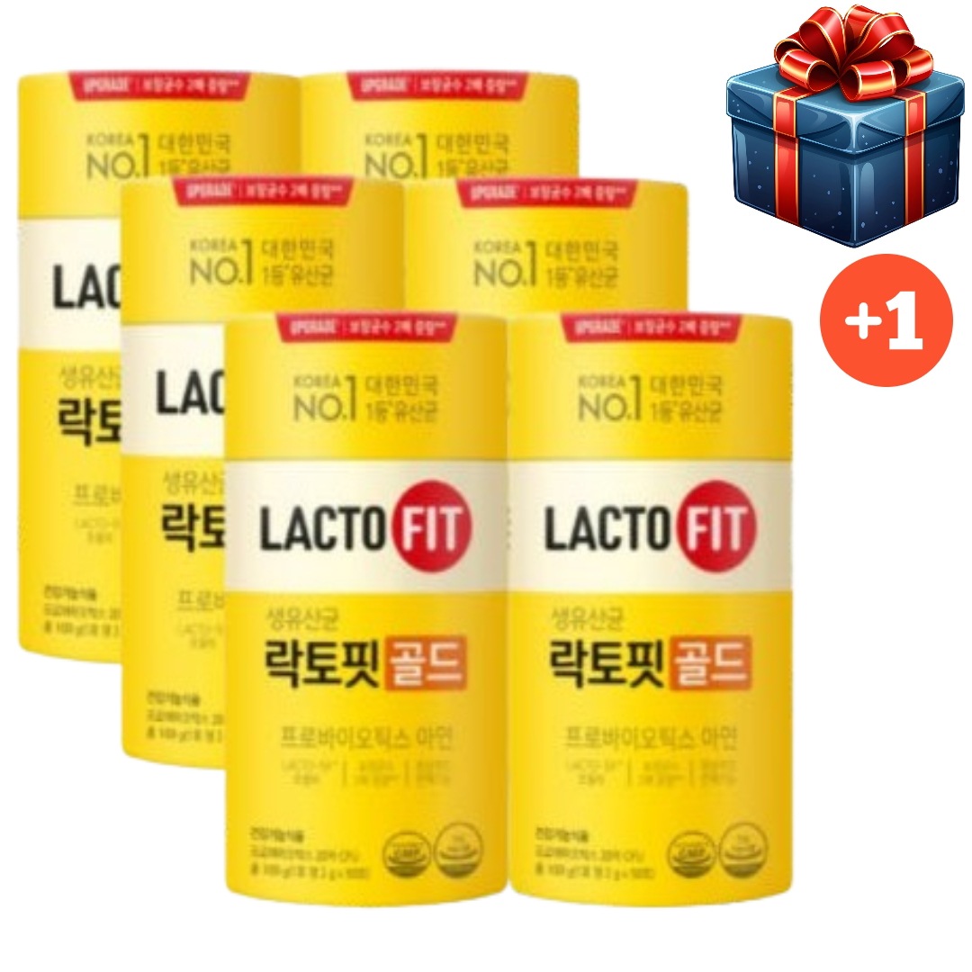 [乳酸菌大容量5 + 1] LACTO FIT GOLD 生乳酸菌 5本 + 追加贈呈 1本 50包 計6本 600包 韓国健康食品 韓国人気 腸の健康 消化免疫力