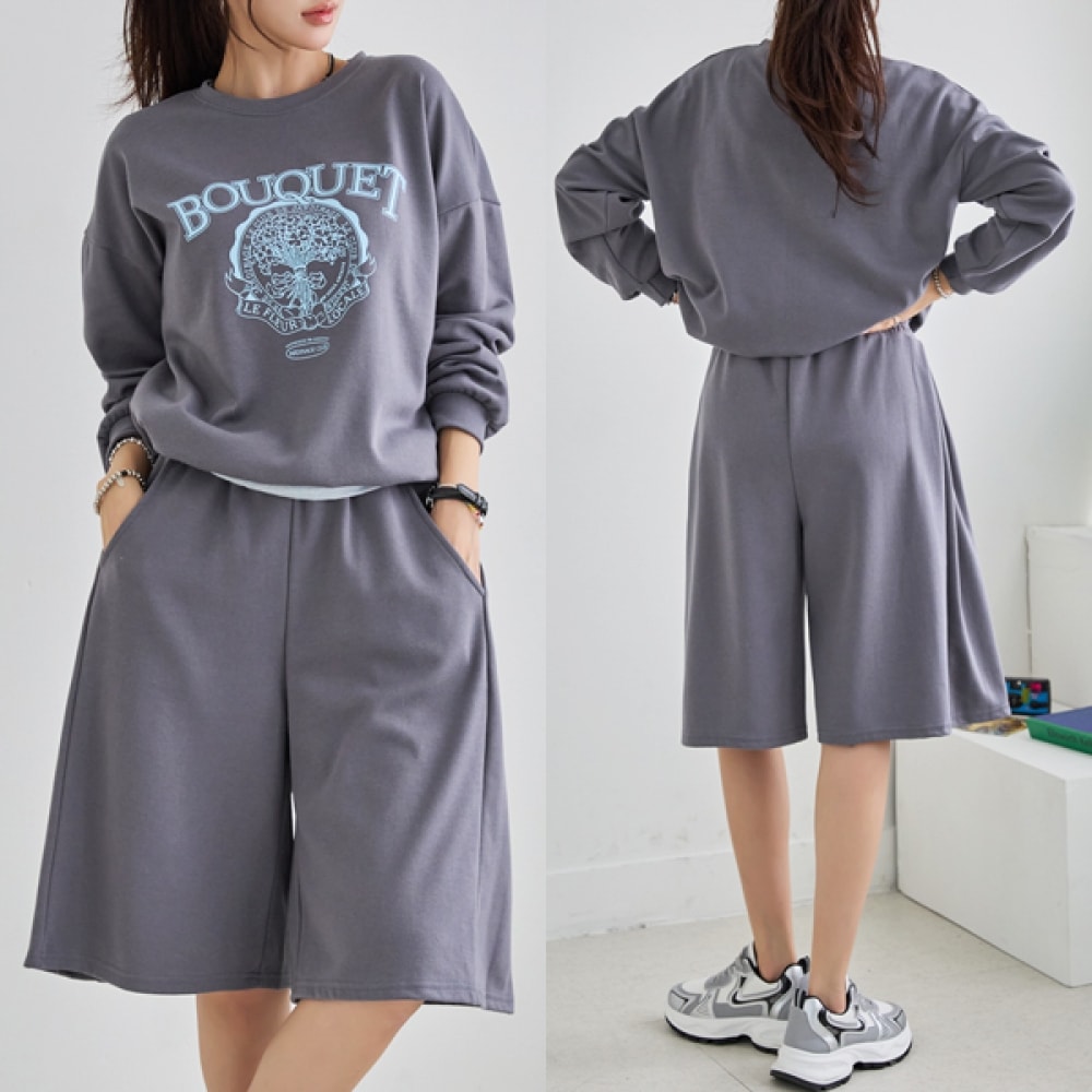 [ナーク21] (55~99) スウェットシャツ+バミューダパンツ上下セット KO51-SET-02