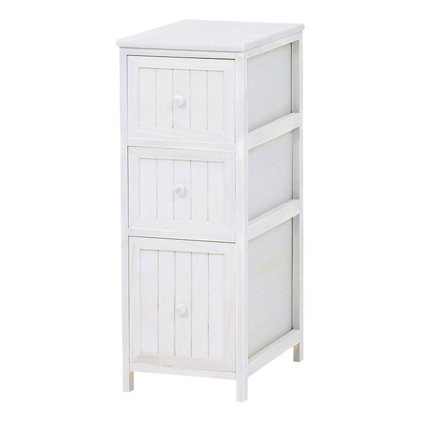 チェスト アンティークホワイト 幅30cm 3段 MCH-5672AW