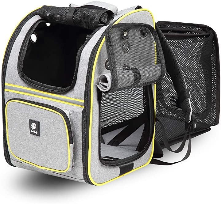 犬 キャリーバッグ リュック ペット 小型犬 2色 ブラック/グレー 拡張 ハウス お出かけ 旅行