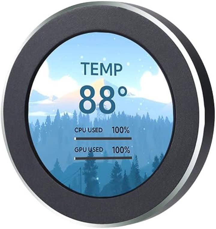 2.1インチ 水冷サブスクリーン ips円形スクリーン 内蔵スクリーン 360度回転 ウォールペーパー( ブラック)