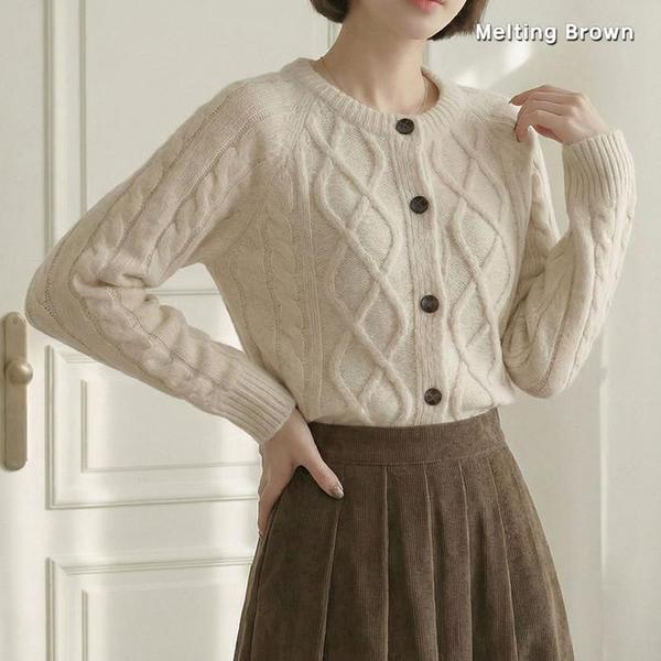 女性ラウンドニットカーディガン CC26