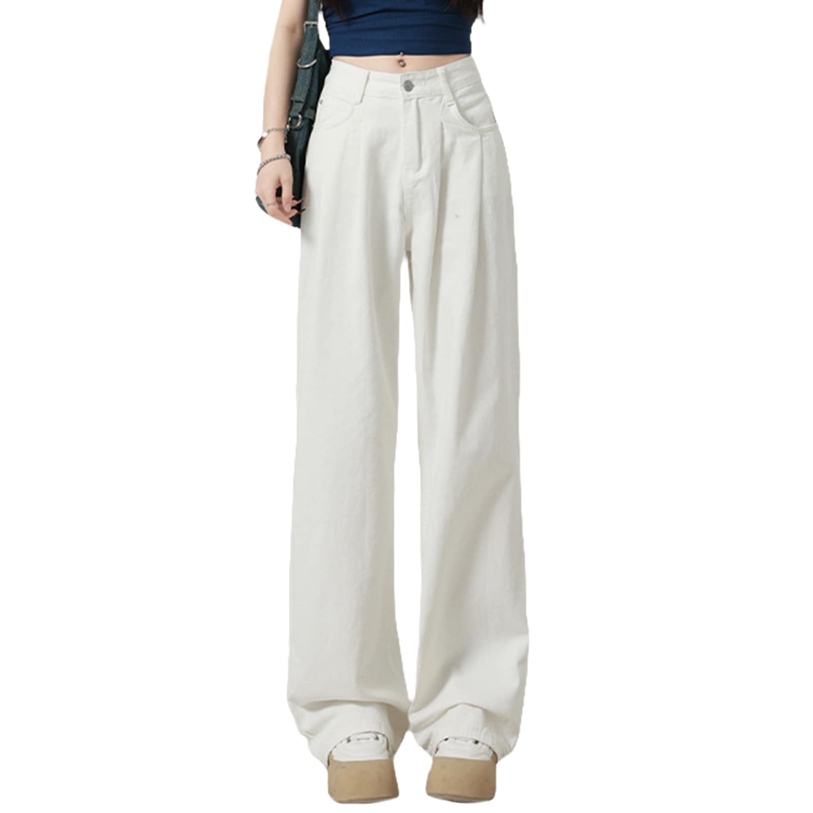 デニム レディース ロングパンツ ワイドパンツ ハイウエスト ズボン ゆったり ジーパン カジュアル 大きいサイズ おしゃれ ストレート 美脚