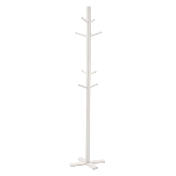 ナチュラル ポールハンガー/コートハンガー (ホワイト) 高さ175cm 木製 省スペース (ディスプレイ家具 什器)