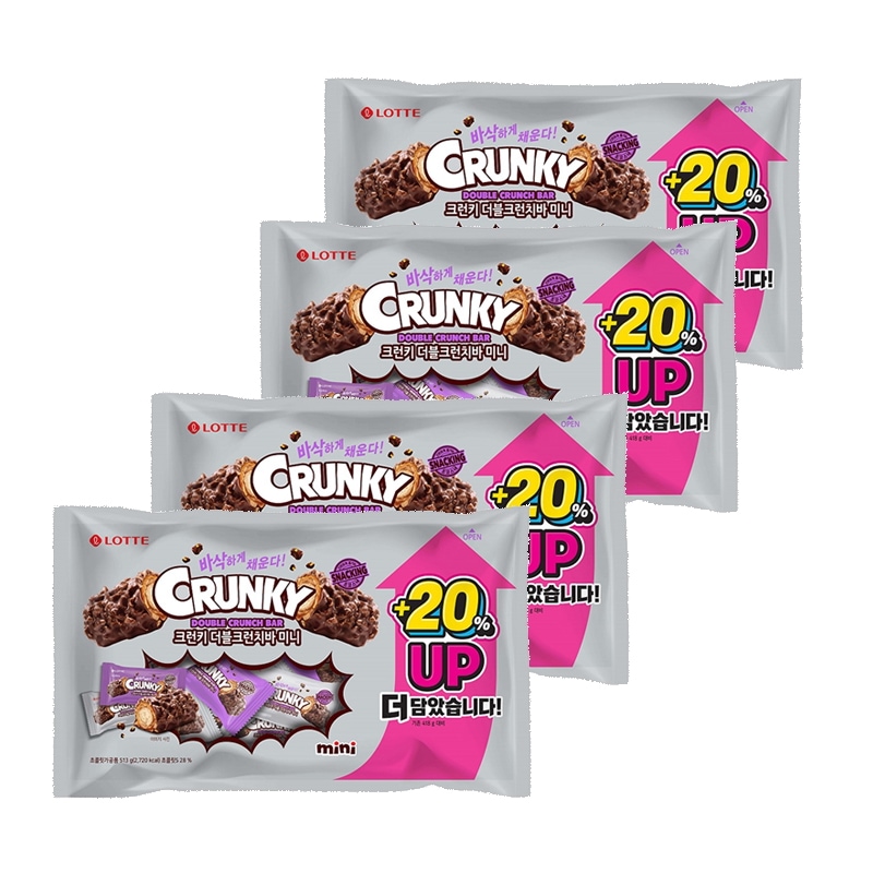 クランキーダブルクランチバーミニ 513g　4袋　大容量セット　韓国人気お菓子　韓国お土産