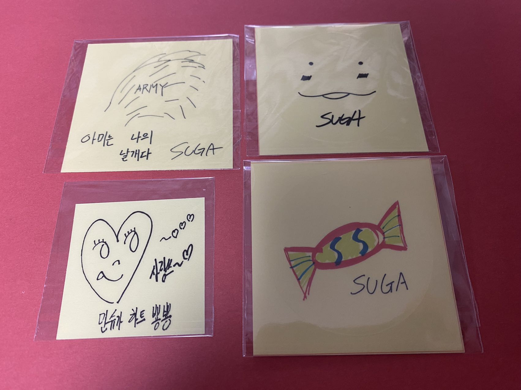 BTS ユンギ サノク 手書き ステッカー i need you fake love　FIRE springday 事前収録　 当選サノク SUGA 閔玧其 민윤기 Min Yoon-gi