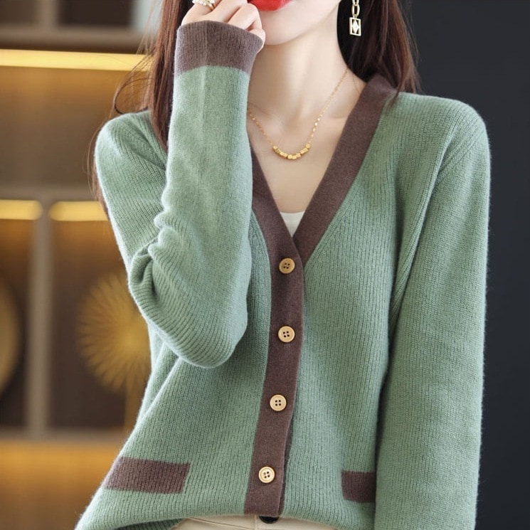 カジュアルカーディガン 長袖カーディガン Vネックカジュアルカーディガン 秋冬くすみカラー トップス アウター セーター カーディガン 上着 袖あり 長袖 萌袖 Vネック 襟なし スリム ストレート