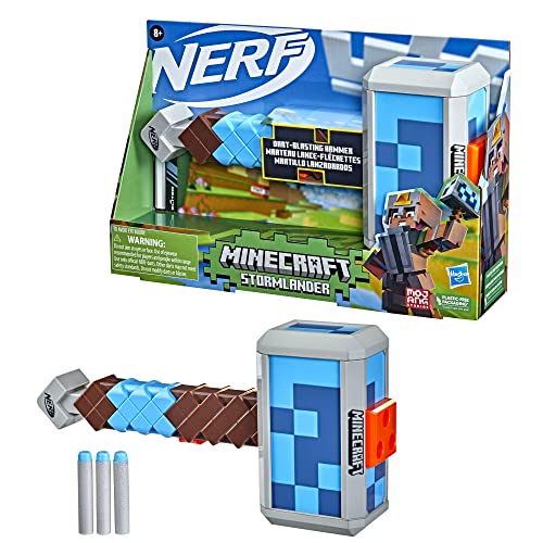 ハズブロ(HASBRO) ナーフ マインクラフト Minecraft ストームランダー ハンマー型ブラスターダーツ3本を発射公式ナーフ エリート ダーツ3本付きプルバックプライミングハンドル F