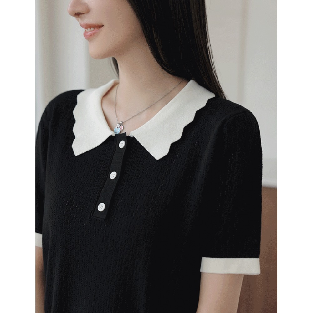 クリックアンドファニー ラムツウェーブ カラー配色ニット