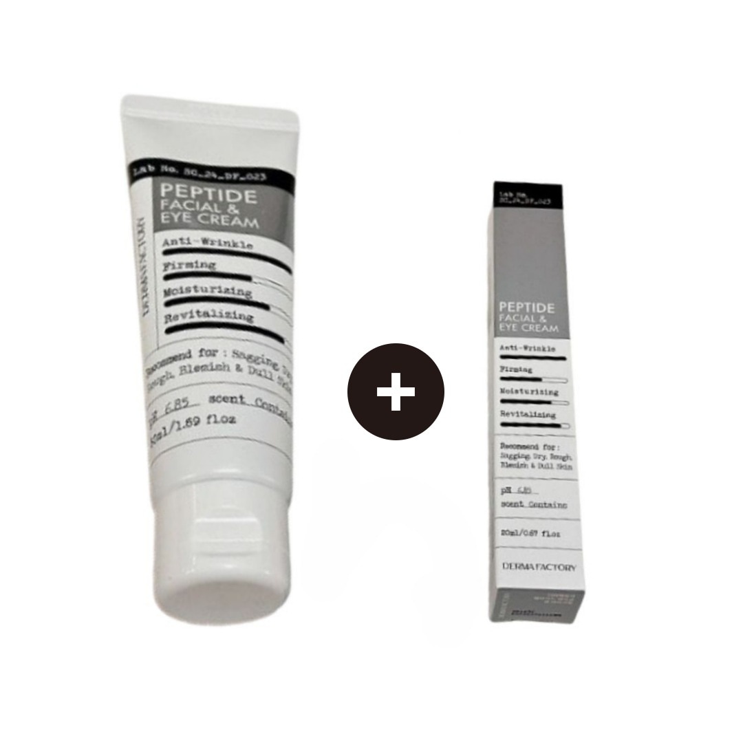 ダーマファクトリーペプチド フェイシャル&アイクリーム 20ml+50ml 弾力ある栄養保湿 目元周辺シワケア メタルアプリケーター もちもちクリーム くっつきケアペプチド