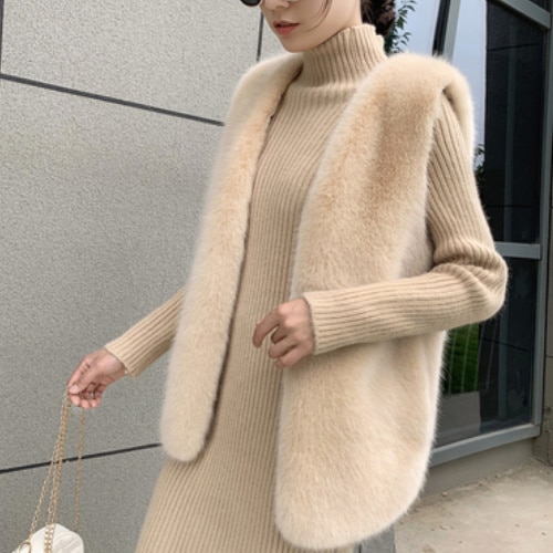 ミンクフェイクファーベスト ファーベスト エコファー カジュアル 暖かい 秋 冬 ジャケット ベスト ジレ レディース 可愛い ママコーデ お仕事コーデ デートコーデ お出掛け A1977