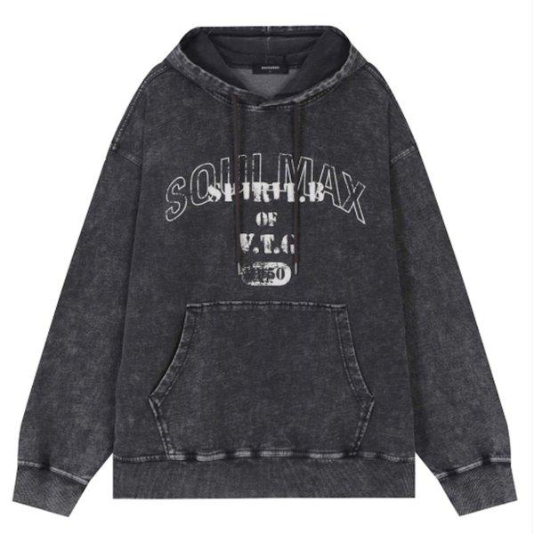 3段のジョリオーバーフィットインディゴウォッシングアートワークフード付きTシャツ(B251TS321P)