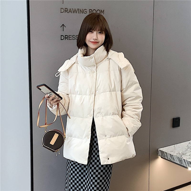 2022女式純色着脱可能フード付き帽子婦人服加厚款ダウンジャケットパン服外套 6,807円