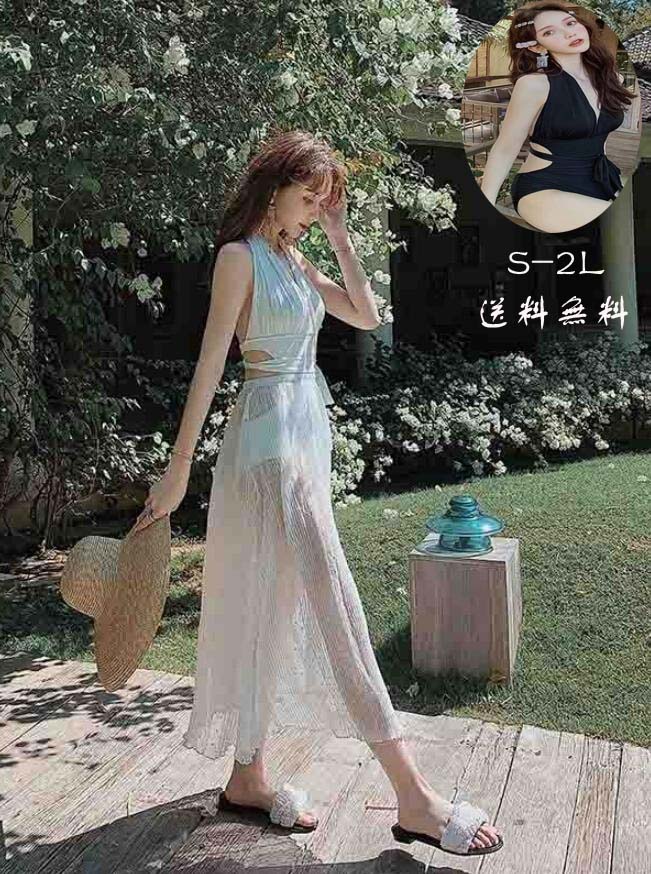 新作2点セット ワンピース水着 肌見せスカート付き レディース 水着 ノンワイヤー セクシー オールインワン 盛れる 大人っぽい ホワイト ブラック 韓国 可愛い 温泉 ビーチ プール 海 水泳 白