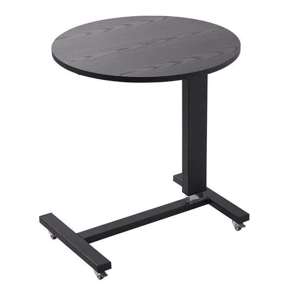 高価値セリー 昇降式マルチテーブル ラウンド ウッドブラック 組立品 テーブル