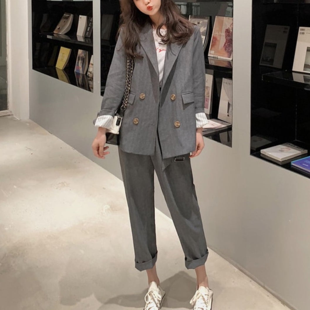セットアップ ジャケット 袖あり 長袖 上下セット 2点セット ツーピース お得 かわいい 大人可愛い シンプル カジュアル 大人 おしゃれ お洒落 かっこいい レトロ 大人女子 こなれ感 ラフ