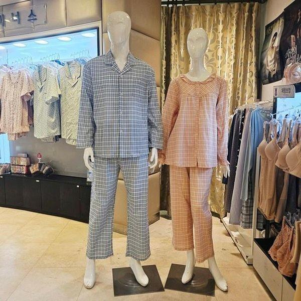 VPAA203MVPAA203W_カップル 강연 면선염 チェック パジャマセット