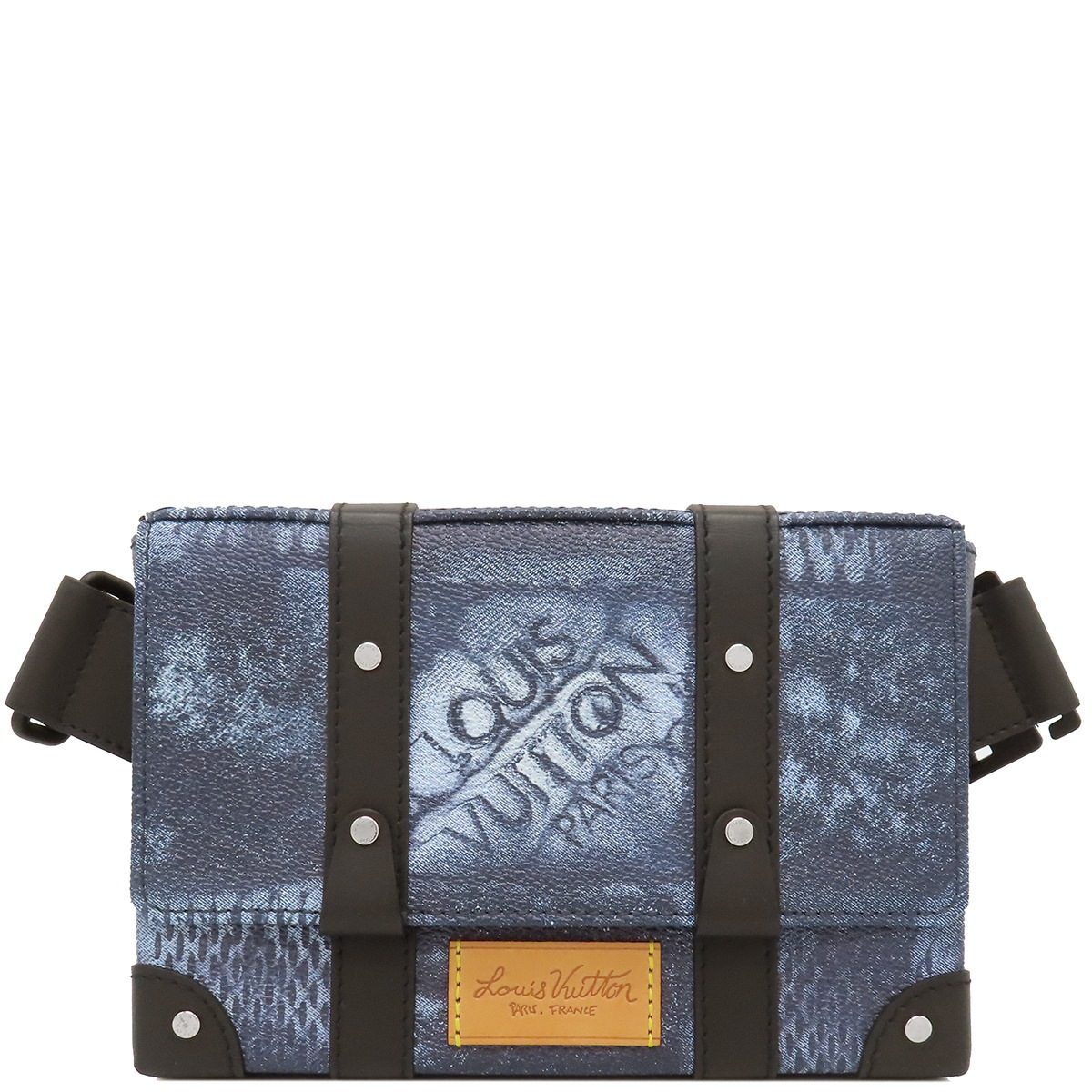 ルイヴィトン LOUIS VUITTON ショルダーバッグ トランクスリングバッグ PVCコーティングキャンバス ダミエソルト シルバー金具 青 黒 N50061 【保存袋】【中古】