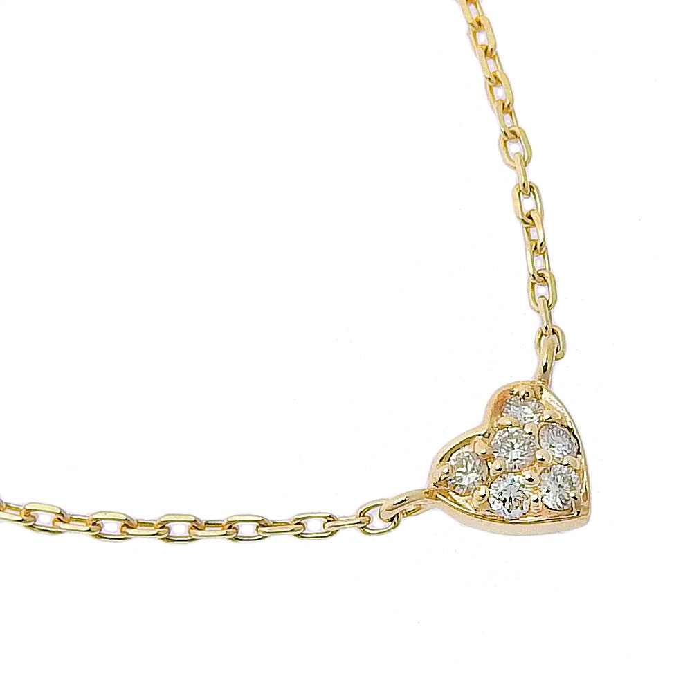 ハート ネックレス K10イエローゴールド ダイヤモンド 約1.4g レディース 中古品 Aランク