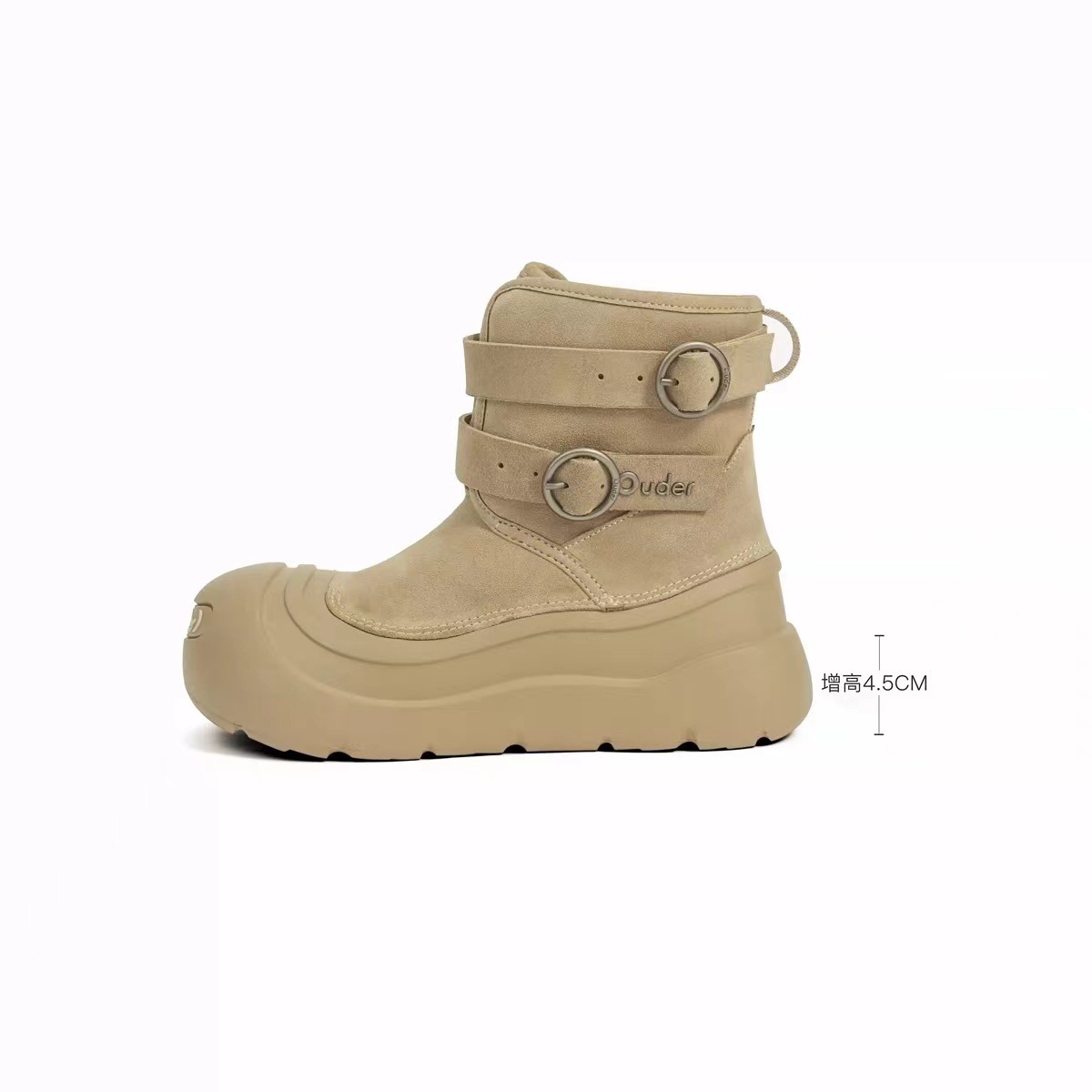 高級秋冬丸首復古厚い底ショートブーツ開口笑雪地ブーツ保温綿靴女