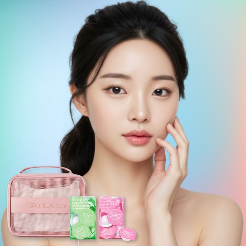 [トラベルセット] ピンクスクエア 旅行用ポーチ+クレンジングバーム トラベルキット3mlx16個 オリジナル/フォア クラリファイング 潤い 乾燥肌 敏感肌 毛穴くすみ 洗顔剤 スキンケア