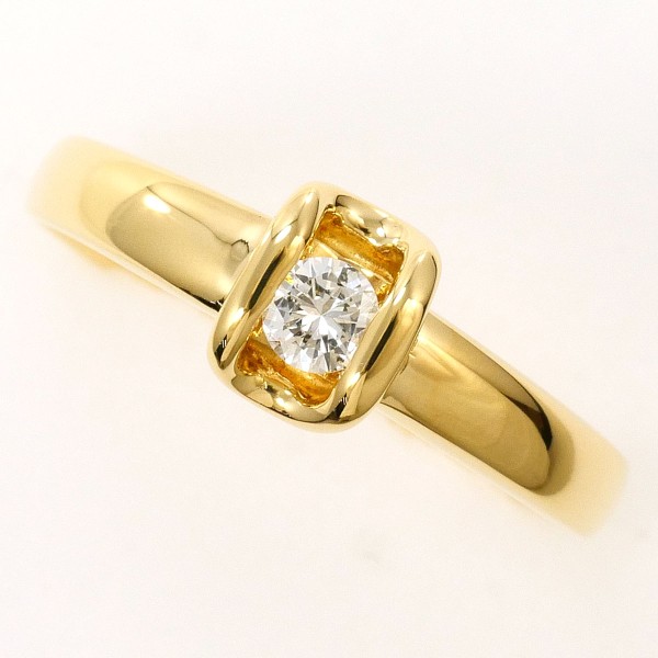 K18 18金 YG リング 11号 ダイヤ 0.12 中古