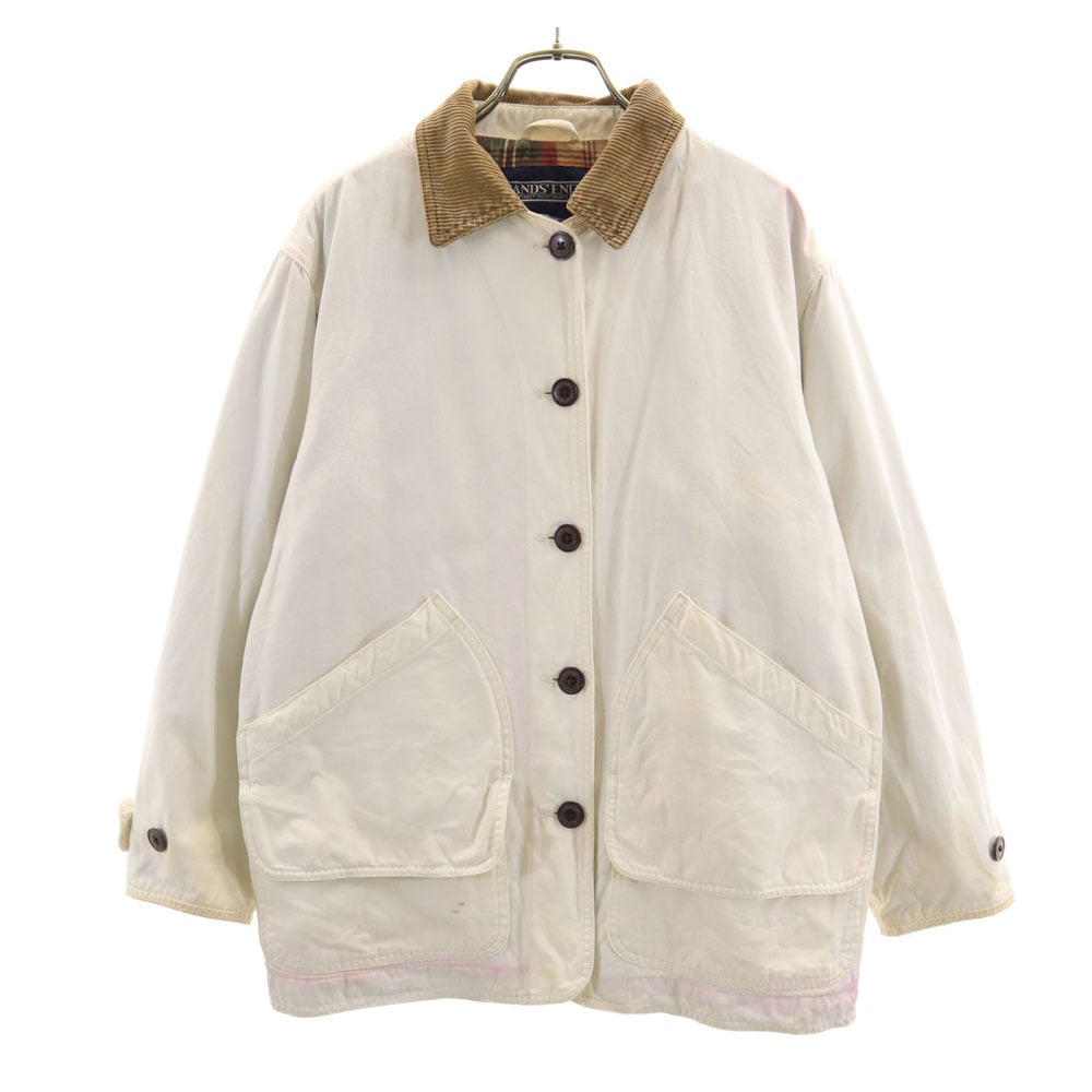 ランズエンド 90s オールド 長袖 ジャケット S ホワイト系 LANDS END 裏チェック レディース