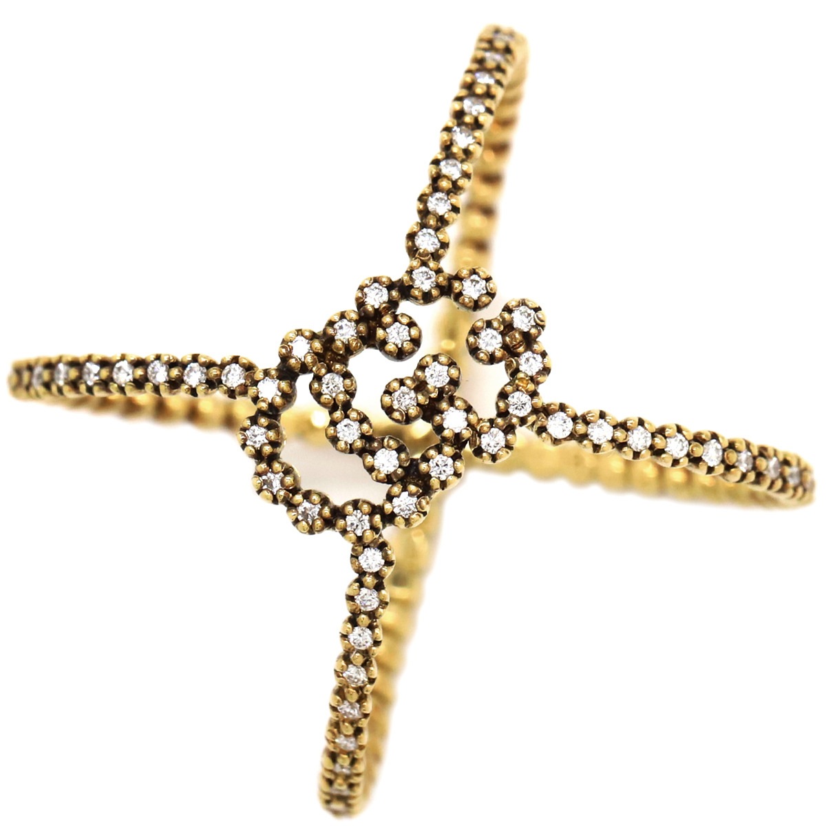 グッチ GUCCI リング 指輪 GGランニング K18YG ダイヤモンド イエローゴールド #13 750YG AU750 12号【中古】