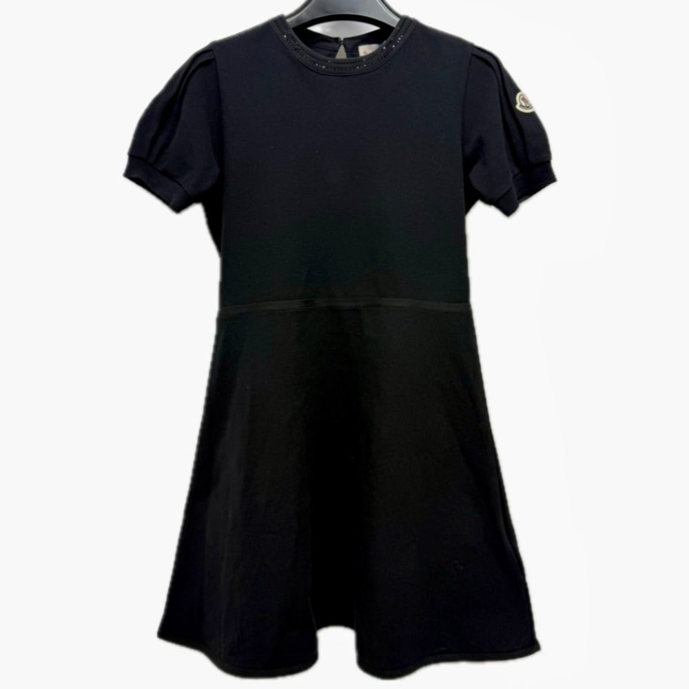MONCLER モンクレール ワンピース K19548I00008 ワッペン Moncler Enfant アパレル ドレス ミニ 半袖 コットン ブラック