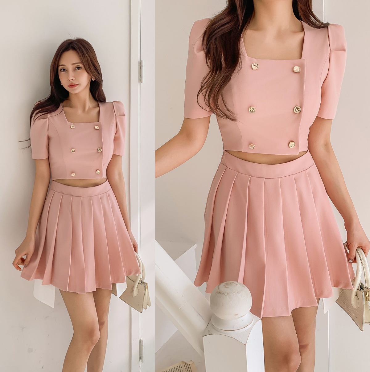 【韓国発】ピンクウエストカットキャバドレス