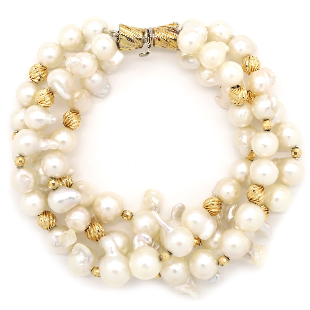 ブレスレット パールブレスレット パール シルバー パールホワイト 真珠 3連 【中古】