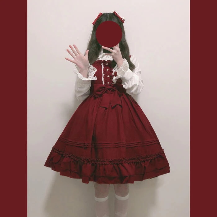 ロリータ ロリィタ ワンピース ドレス レディース ジャンパースカート 7色 膝丈 シフォン 可愛い 舞踏会 コスプレ フリル リボン ロリータファッション ゆめかわいい レース