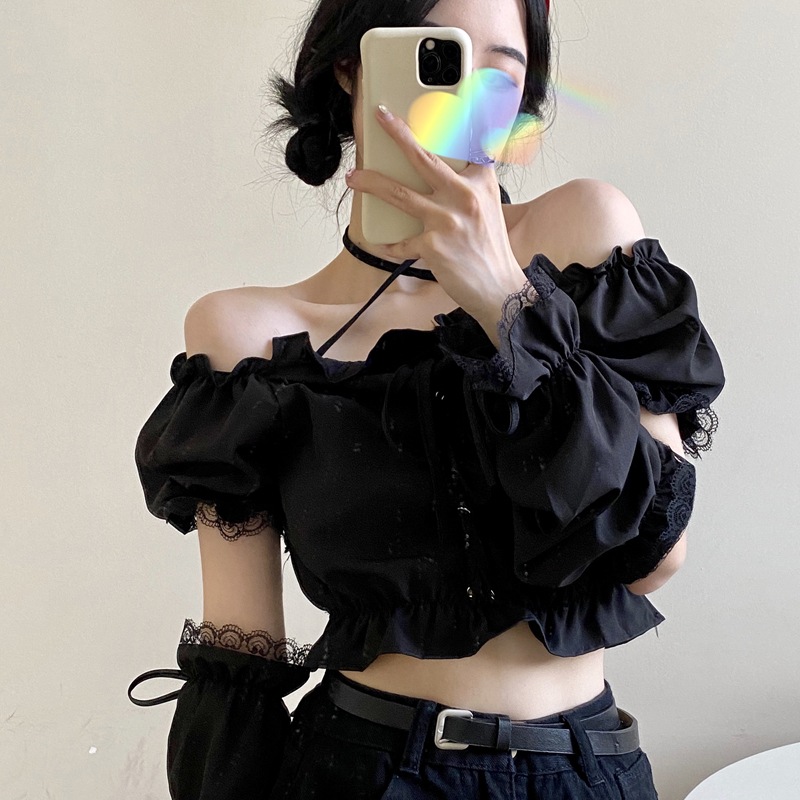 半袖ブラウス トップス ブラウス ショート ショート丈 袖あり 半袖 オフショルダー オフショル フリル リボン 前開き かわいい 大人可愛い きれいめ シンプル カジュアル 大人 上品 おしゃれ