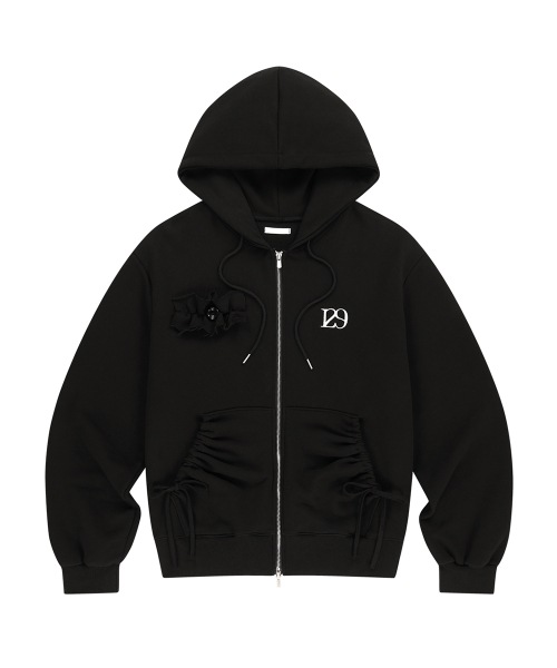 【ILLIGO】 PURE FRILL HOODED ZIP-UP BLACK 正規品