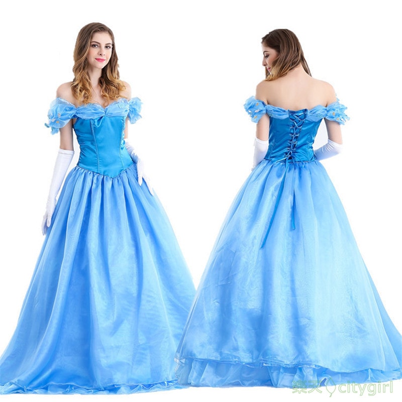 【[最安値挑戦】ハロウィン コスプレ ブルー プリンセス お姫様 可愛い姫 童話 舞台衣装 セクシー ワンピース 舞台劇 大人用 文化祭 忘年会 演出服 レディース パーティー用 女性用 コ