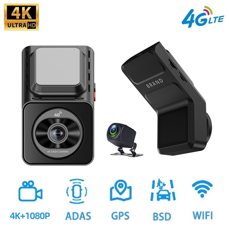 4gスマートドライブレコーダー4k+1080p+adas+bsdリモートリアルタイム接続4k前後デュアル録画