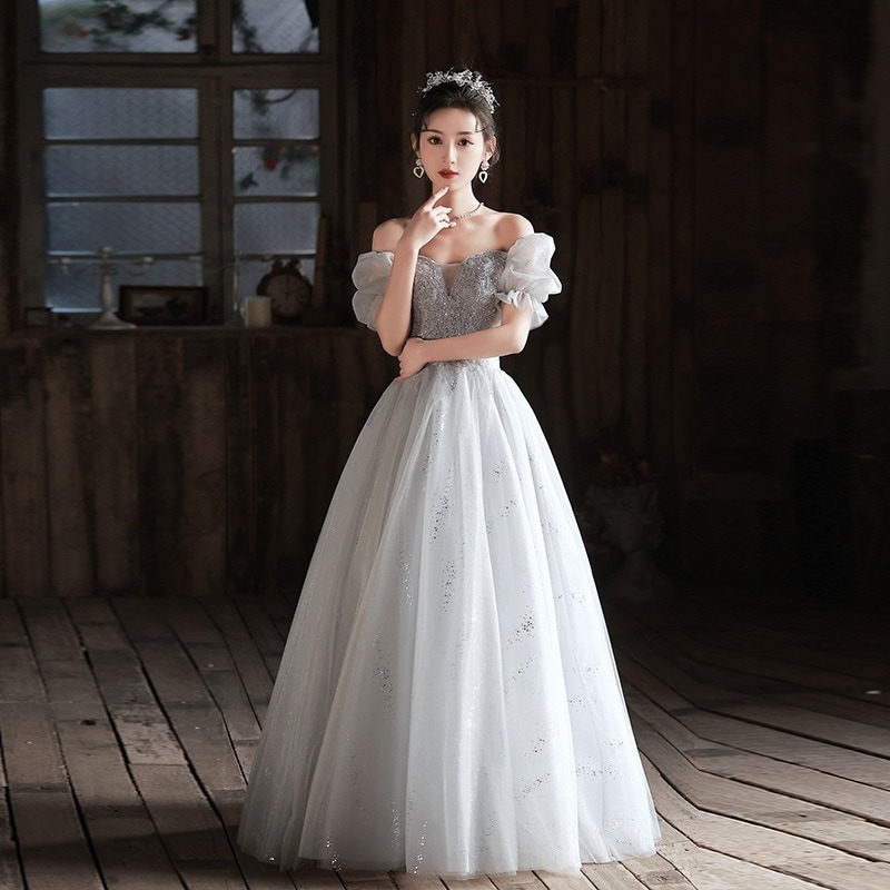 女性用ワンショルダーイブニングドレス2024美術試験卒業ドレス夏気質ドレス宴会ドレス