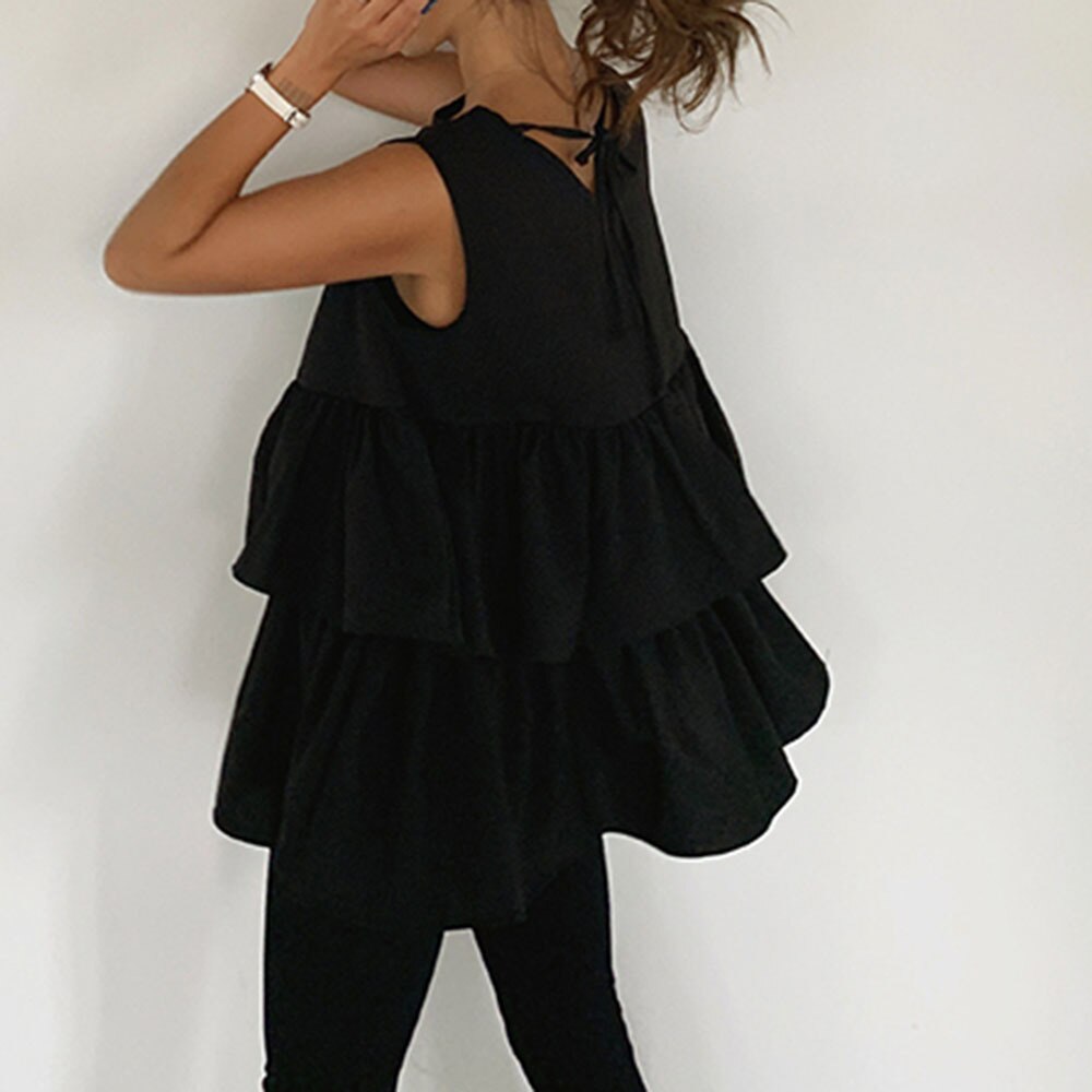 トップス シャツ ブラウス レディース 春夏 きれいめ ゆったり 袖なし ノースリーブ Uネック ラウンドネック 襟なし ノーカラー フレア セミフレア リボン バックリボン バックスリット バックシ 6,073円