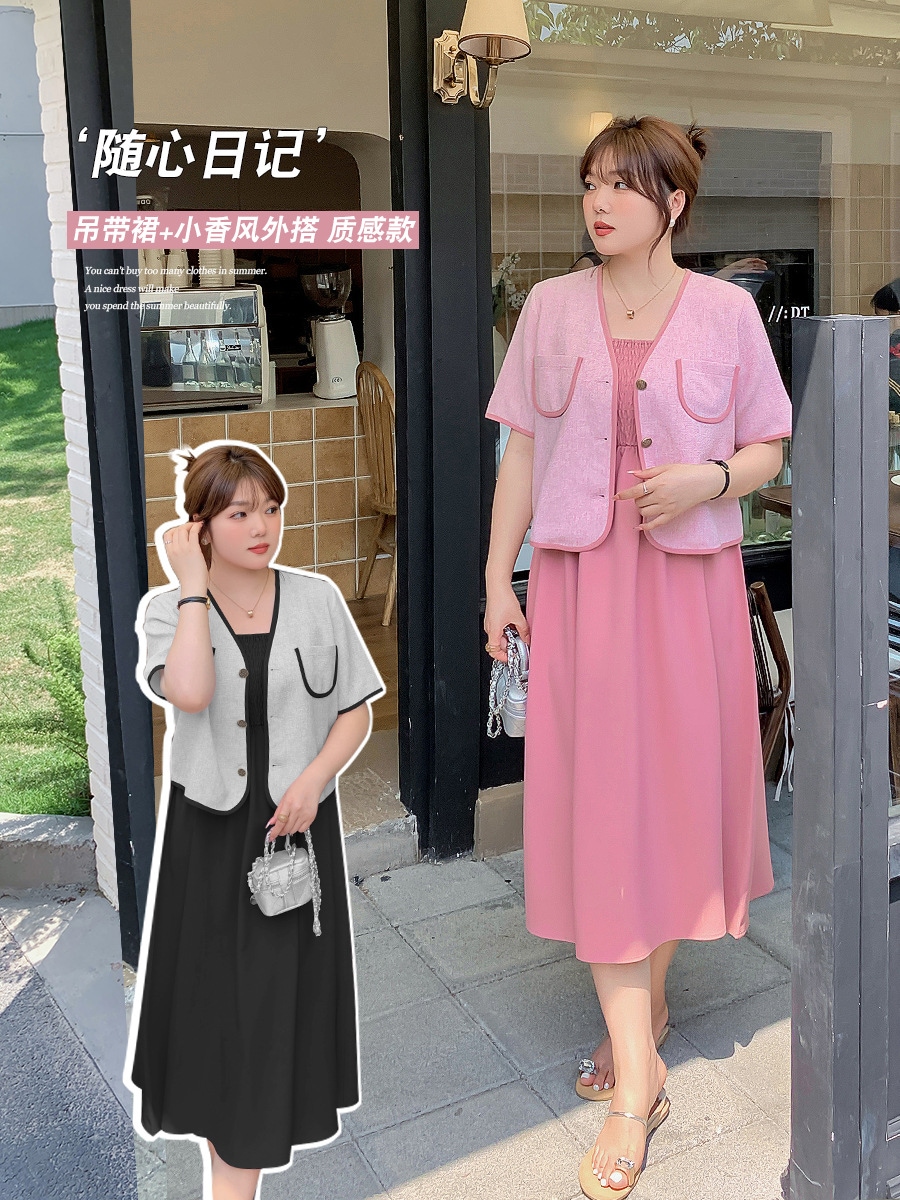 【ぽちゃまに】 夏 2セット 大きいサイズ ブラウス＋キャミワンピース 体型カバー レディース セットアップ メガ割