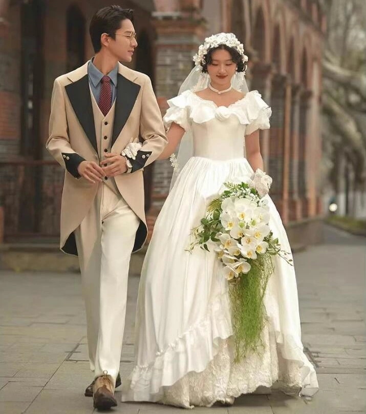 ウェディングドレス 可愛い フォトウェディング撮影 結婚式ドレス パーティードレス 卒業式ドレス ロング ワンピース きれいめ 花嫁ドレス 前撮りドレス 後撮り お姫様 成人式ドレス カラードレ