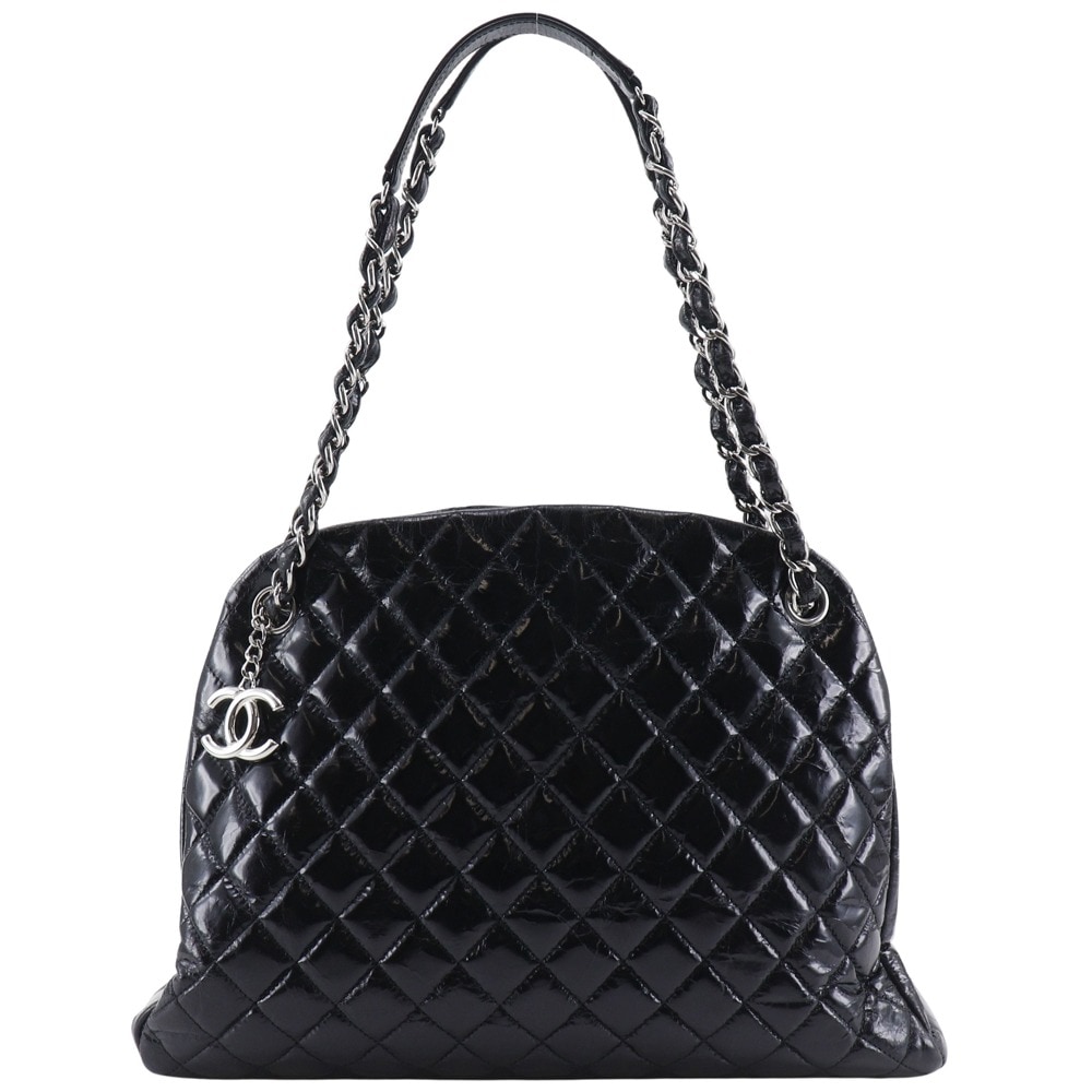 マドモアゼルボーリングバッグ マトラッセ チェーントート しわ加工 A50558 トートバッグ パテントレザー 黒 レディース 中古品 103,400円