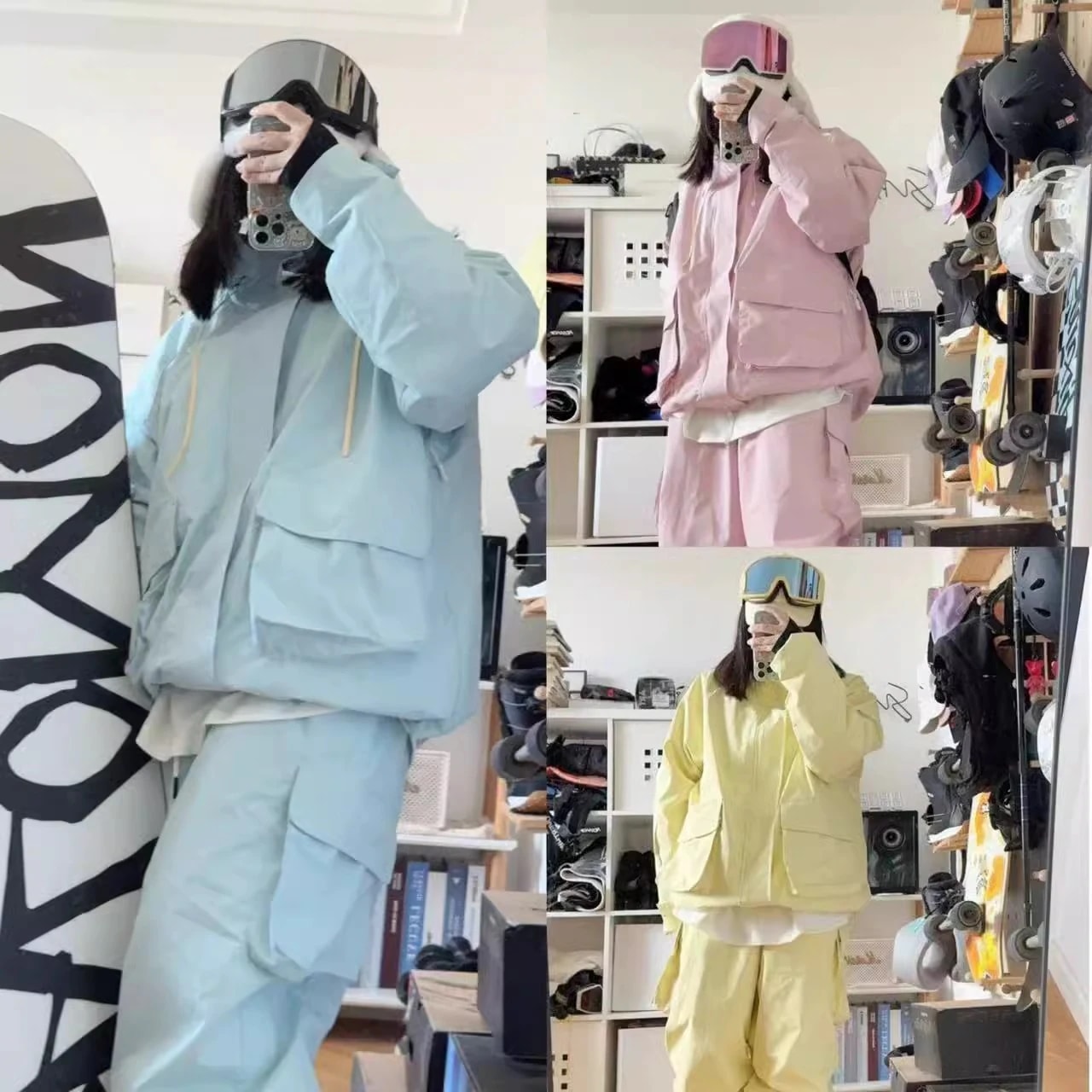 スノーボードウェア 2024 2025 上下セット メンズ レディース ジャケット アウター パンツ ズボン ゆったり スウェット セットアップ 韓国風 防水スノーウェア スキーウェア スノボウェア