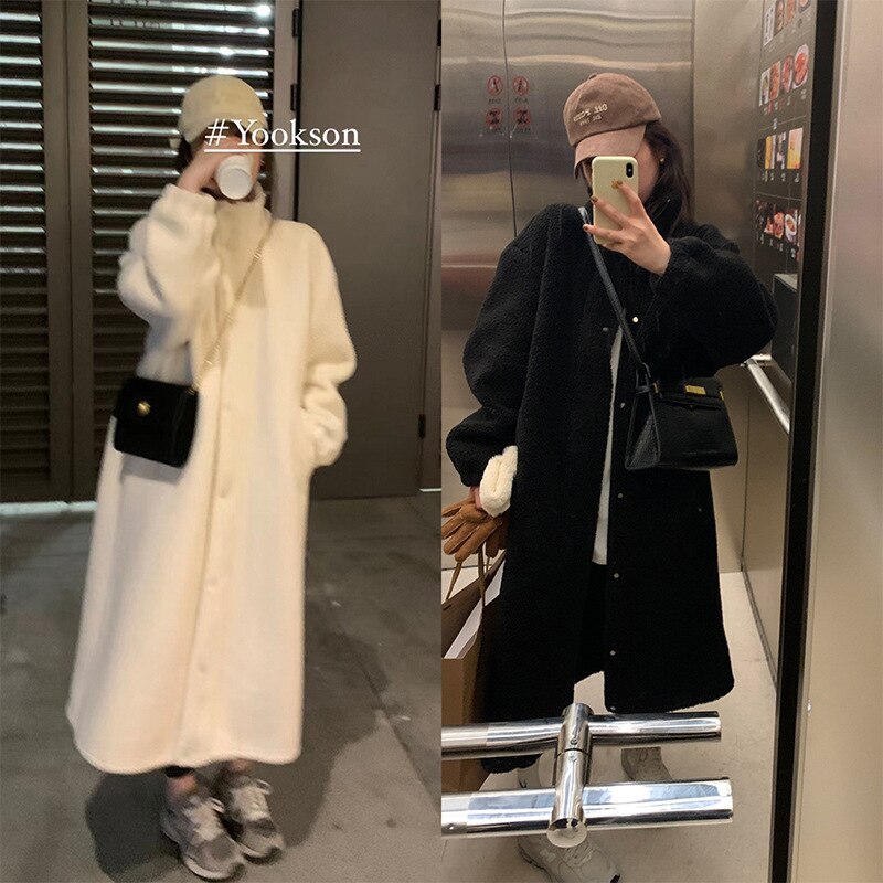 韓国ファッション防風ジャケットアウターロングコート保温 人気 ボアアウターフリースで決まり！人気ボアアウターキルティングアウター